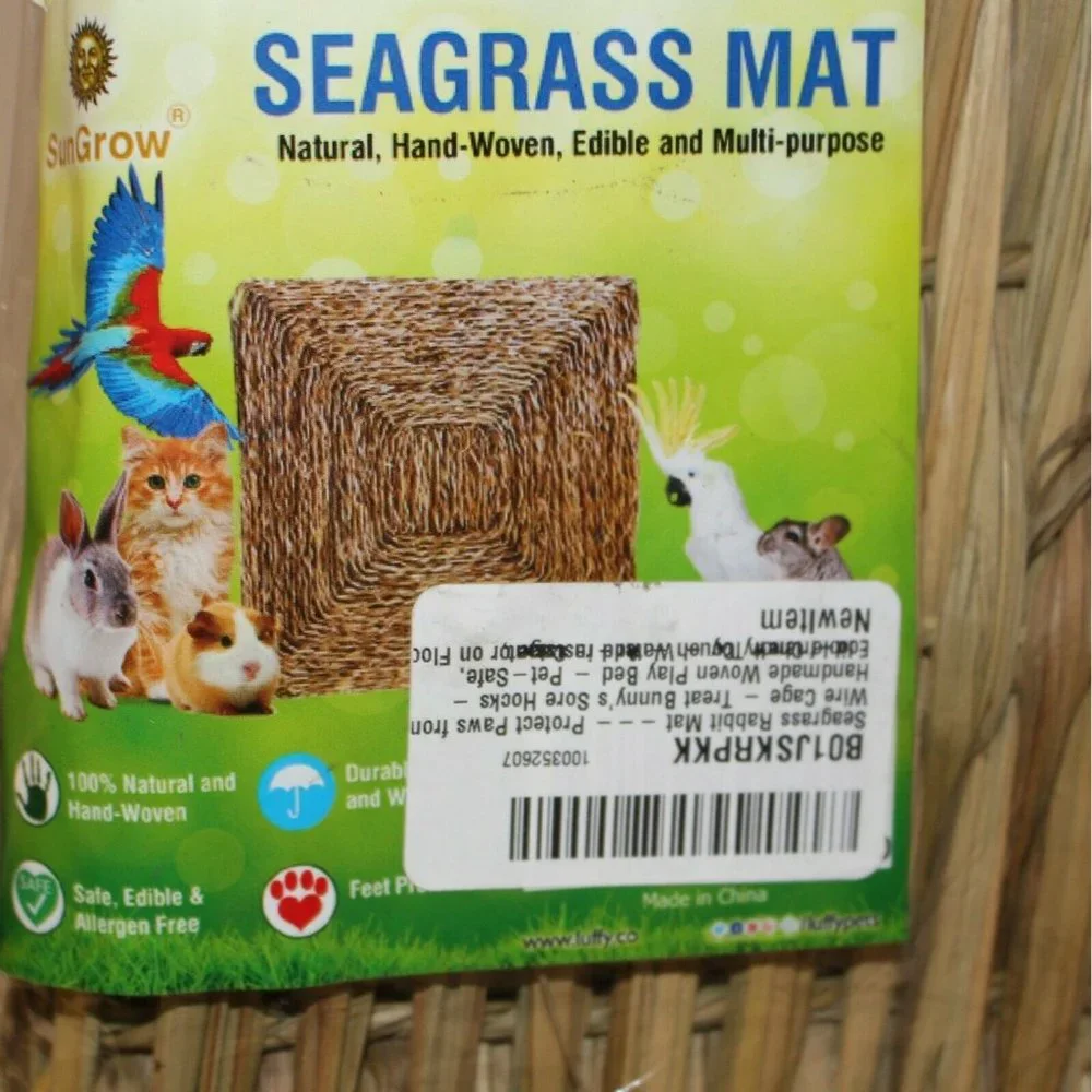 SunGrow Rabbit Seagrass Mat 11” x 7.8” Handmade Hay Mat Protect Paws
